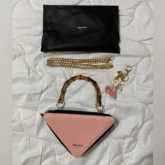 Prada Pink and Black Triangle Clutch - Picture 3 of 9